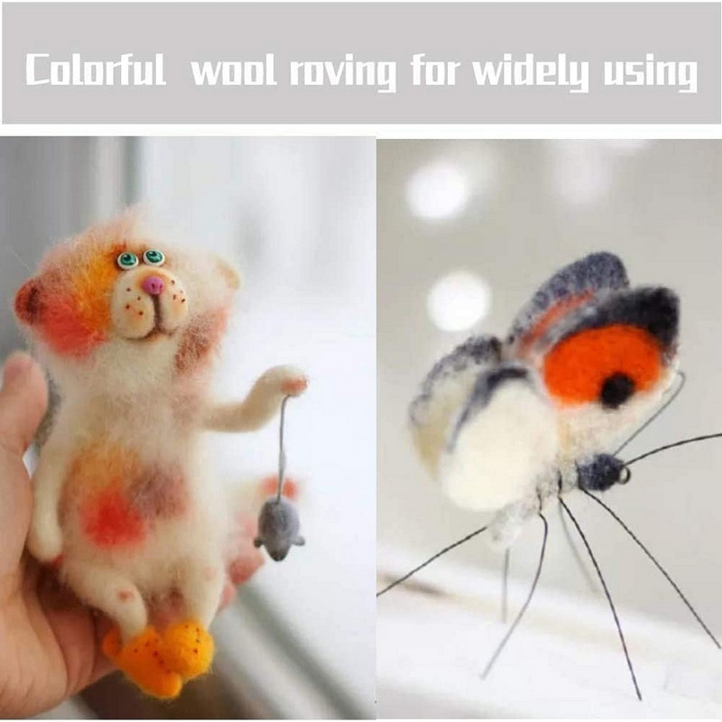 100g Μικτό μαλλί RovingNeedle Felting Wool Βαμμένο στο χέρι Top Merino Μικτό φυσικό μαλλί Roving for Needle Felting Kit