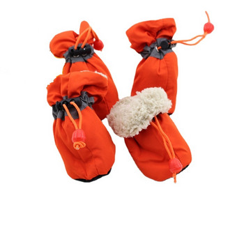 4 бр. Противоплъзгащи обувки за кученца Водоустойчиви зимни домашни кучета Противоплъзгащи се ботуши за дъжд и сняг Обувки Дебели топли за Prewalkers Чорапи Ботуши