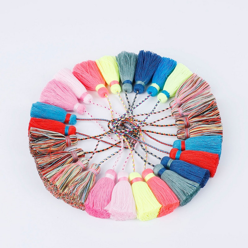 2GAB gara pušķu apdare 27cm bārkstis aizkaru aukla ar rokām darināta mājas dekorēšana šūšanas soma auduma ballīšu piederumi