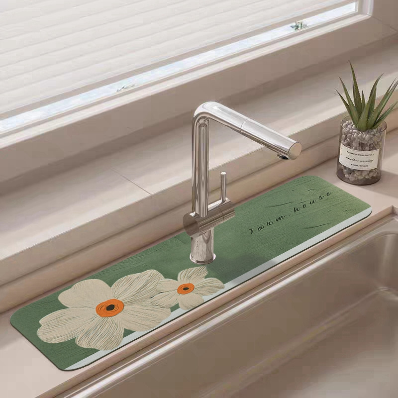 Χαλάκι αποστράγγισης βρύσης κουζίνας Nappa Δερμάτινη βρύση Splash Catcher Drying Mat μπάνιου απορροφητικό πάγκο προστασίας Αξεσουάρ κουζίνας