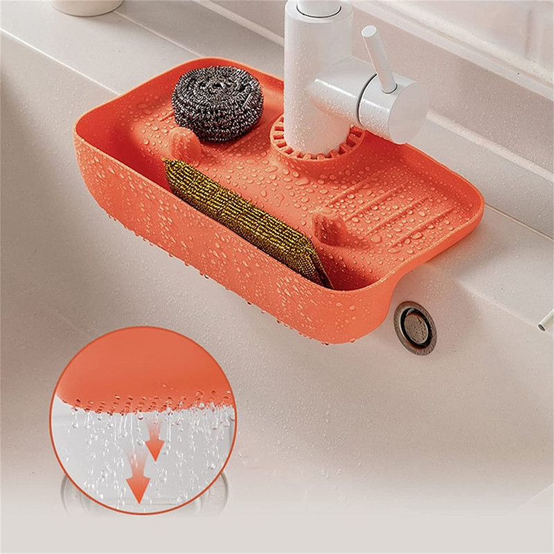 Virtuves jaucējkrāns Pret šļakatām drenāžas statīvs izlietnes sūklis uzglabāšanas statīvs Virtuves izlietnes uzglabāšanas plaukta paliktņa turētājs notekas grozs