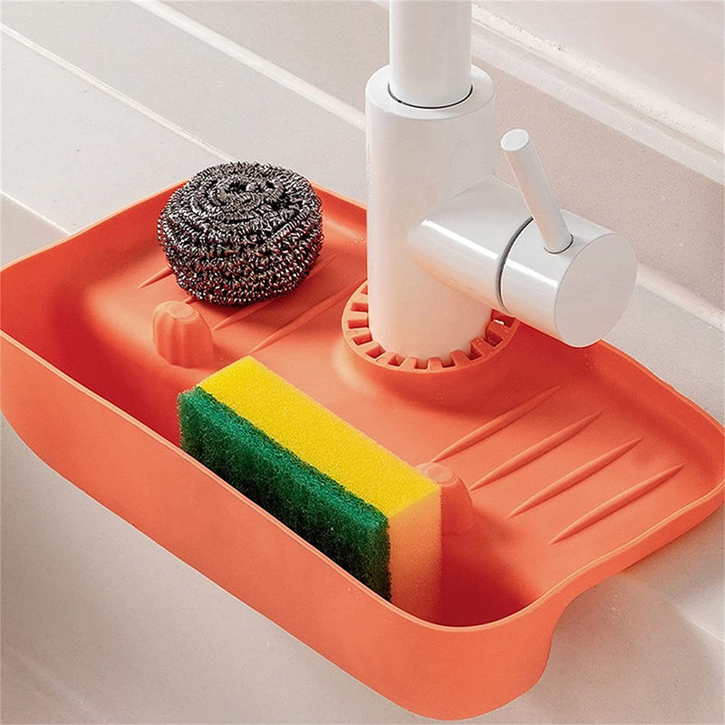 Virtuves jaucējkrāns Pret šļakatām drenāžas statīvs izlietnes sūklis uzglabāšanas statīvs Virtuves izlietnes uzglabāšanas plaukta paliktņa turētājs notekas grozs