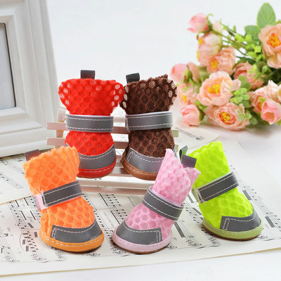 Summer Shoes for Small Dogs Reflective Breathable Mesh Boots Puppy Teddy Bichon Anti-Slip Chihuahua York Pet Dog Shoes Cover