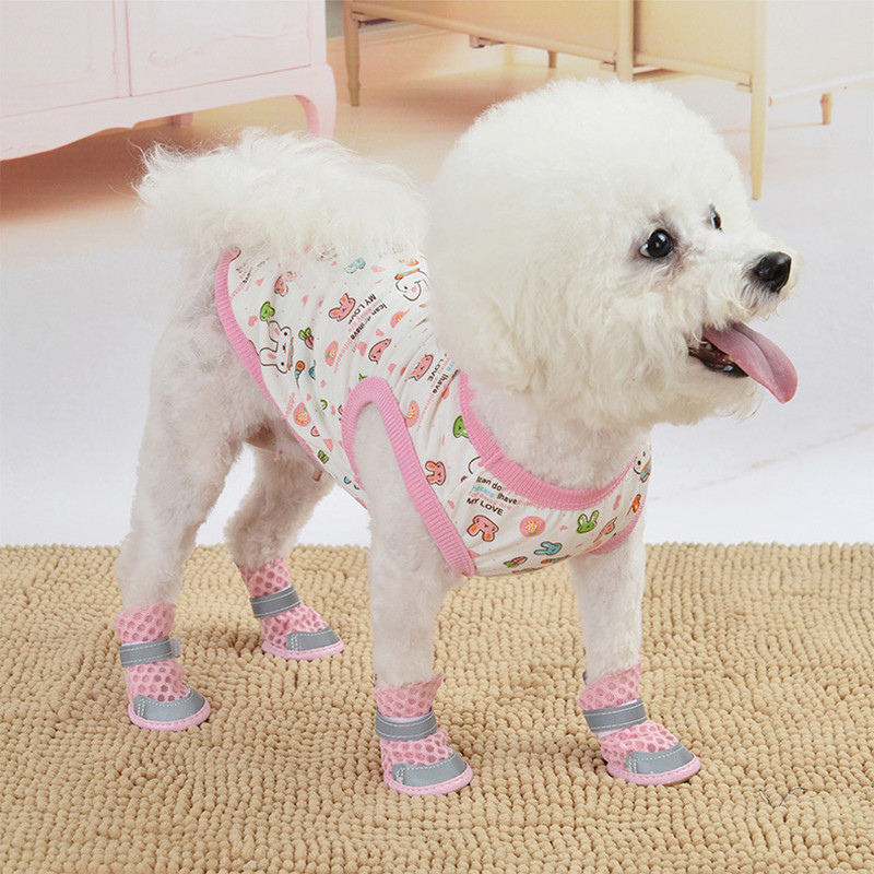 Vasariniai batai mažiems šunims Šviesą atspindintys, kvėpuojantys tinkliniai batai šuniukų meškiuko bichonui neslystantys Čihuahua York naminių šunų batų užvalkalas