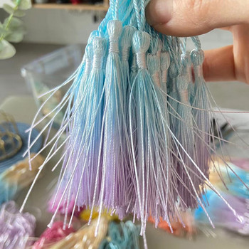 Ръчно боядисване с градиентни цветни пискюли за занаяти Отметка Направи си сам бижута Занаяти Пискюл Шипове Шиене на облекло Висулка Украса
