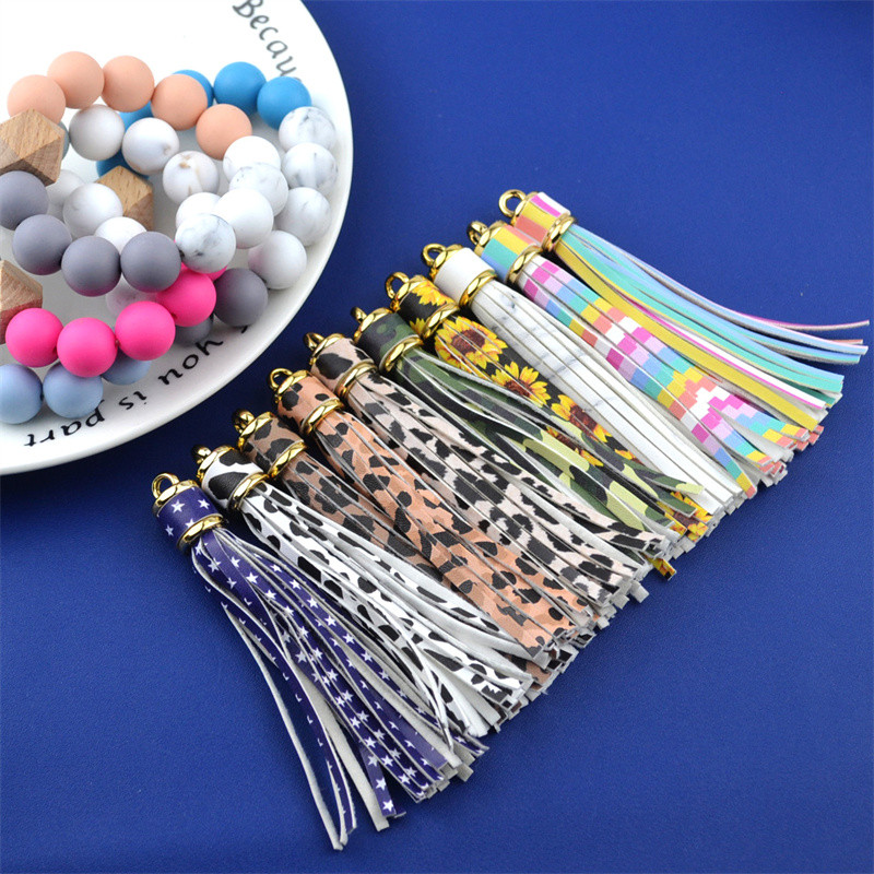 WFFNNKC 4-6 kom. Metalni prsten od umjetne kože Leopard print s resicama Privjesak za ključeve automobila DIY Privjesci Naušnice Narukvice Pribor za izradu nakita