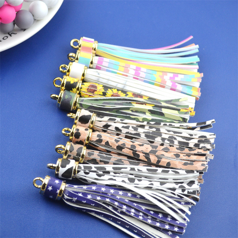 WFFNNKC 4-6 kom. Metalni prsten od umjetne kože Leopard print s resicama Privjesak za ključeve automobila DIY Privjesci Naušnice Narukvice Pribor za izradu nakita