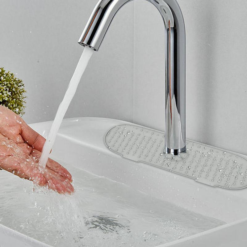 Virtuves izlietnes šļakatu aizsargpaklājs Izturīgs silikona jaucējkrāns Absorbējošs virtuves paliktnis izlietnes notekas Countertop aizsargs Virtuves aksesuārs