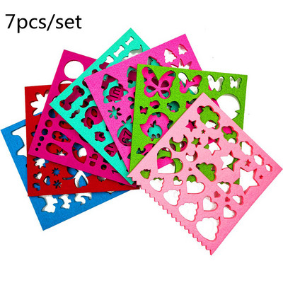 7gab Krāsains daudzveidīgs jauks raksts DIY filca veidne adatu filcēšana aplikāciju veidņu filcēšana trafaretu amatniecības rīks iesācējiem