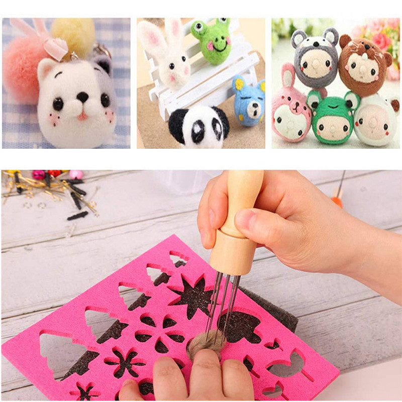 7gab Krāsains daudzveidīgs jauks raksts DIY filca veidne adatu filcēšana aplikāciju veidņu filcēšana trafaretu amatniecības rīks iesācējiem