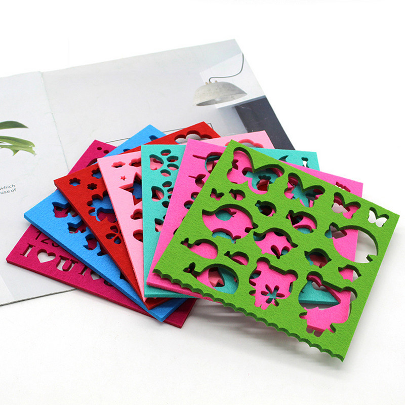 7gab Krāsains daudzveidīgs jauks raksts DIY filca veidne adatu filcēšana aplikāciju veidņu filcēšana trafaretu amatniecības rīks iesācējiem