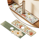 Virtuvinis maišytuvas sugeriantis kilimėlis kriauklės apsauga nuo purslų diatomito purvą sugeriantis padas, neslystantis maišytuvas purslų gaudytojas, stalviršio apsauga