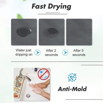 Αντιολισθητικό μαξιλάρι απορρόφησης βρύσης κουζίνας Νεροχύτης Splash Guard Diatom Mud Absorbent Pad Αντιολισθητικό πάγκο βρύσης Splash Catcher Προστασία πάγκου