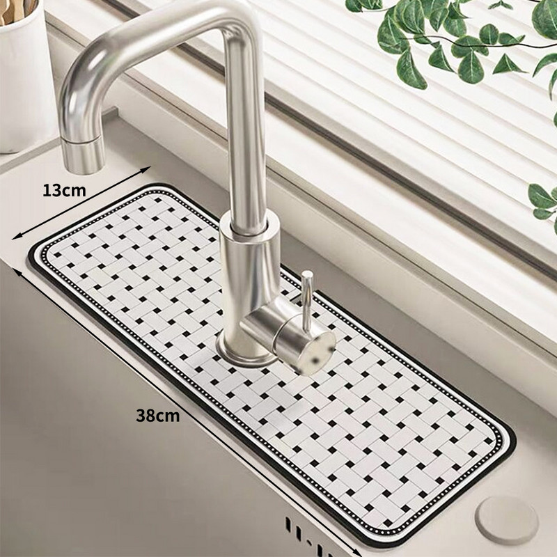 Virtuvinis maišytuvas sugeriantis kilimėlis kriauklės apsauga nuo purslų diatomito purvą sugeriantis padas, neslystantis maišytuvas purslų gaudytojas, stalviršio apsauga