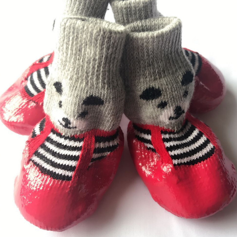 4 ks/sada topánok pre psov, gumené bavlnené ponožky, nepremokavé, protišmykové, pre psov, dažďové čižmy, ponožky, šteňatá, malé mačacie čižmičky, teplé pletené ponožky