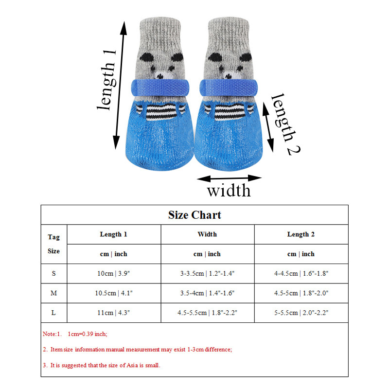 4 ks/sada topánok pre psov, gumené bavlnené ponožky, nepremokavé, protišmykové, pre psov, dažďové čižmy, ponožky, šteňatá, malé mačacie čižmičky, teplé pletené ponožky