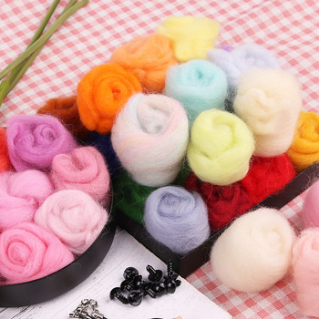 MIUSIE 26 Χρώματα Roving Wool Felting Wool Μαλακό μαλλί Ίνα για βελόνα τσόχα και χειροποίητη κούκλα DIY Κατάλληλη για γυναίκες αρχάριους