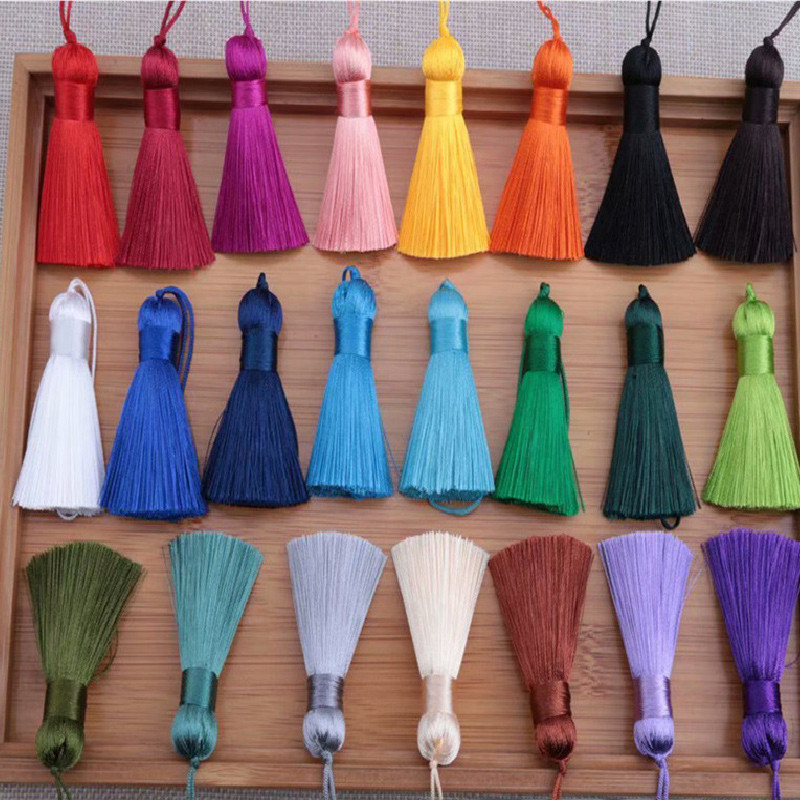 5gab 5cm zīda pušķis ar auklas cilpu Roku darbs, mīksti, eleganti pušķi Grāmatzīmju pušķi rotaslietu izgatavošanai, amatniecības piederumi.