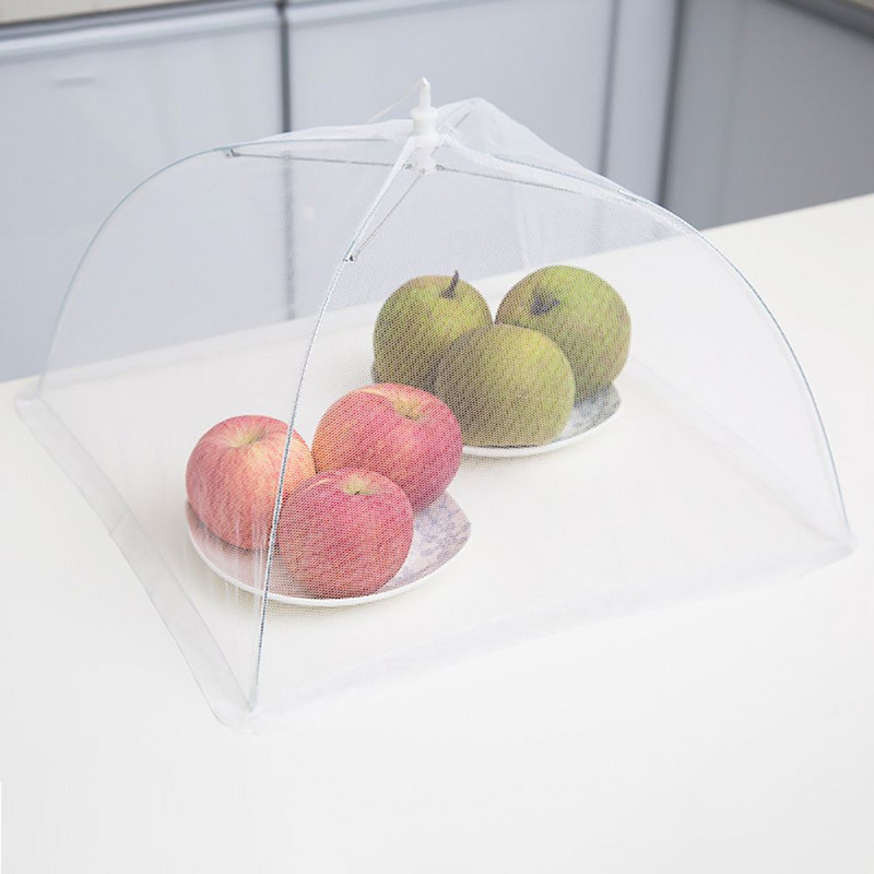 Saliekamie pārtikas pārklāji Lietussarga formas sieta ekrāna pārtikas pārsegi Lieli aizsargājoši pārtikas pārsegi Telts kupols tīkls pārtikas aizsargs Virtuves instrumenti