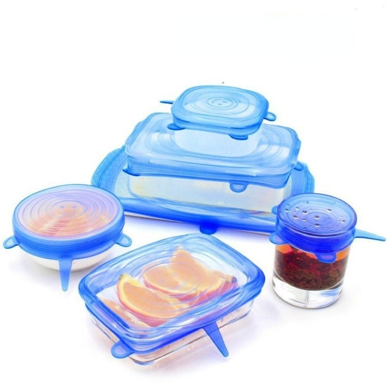 Silikoniniai tamprūs dangteliai 6 pakuotės daugkartinio naudojimo patvarūs ir besiplečiantys dangteliai Silikoniniai dangteliai šviežio maisto likučiams išlaikyti maistą šviežią