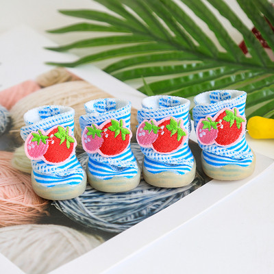 Cipele za kućne ljubimce Prugaste čizme za pse s voćem koje se ne kližu od goveđe tetive Cipele za mačke za pse Štene Cipele za kućne ljubimce Odjeća za pse Odjeća 4 KOMADA/SET