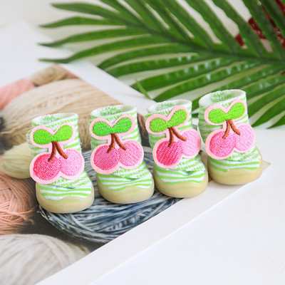 Cipele za kućne ljubimce Prugaste čizme za pse s voćem koje se ne kližu od goveđe tetive Cipele za mačke za pse Štene Cipele za kućne ljubimce Odjeća za pse Odjeća 4 KOMADA/SET