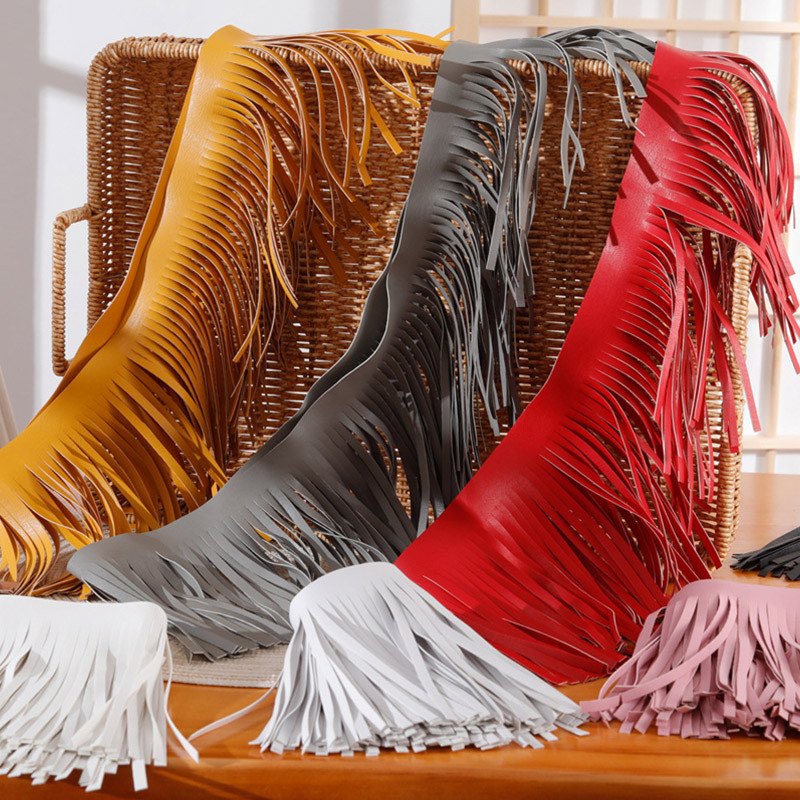 1-meetrine kahepoolne Pu-nahast seemisnahast tutt, äärega pitslint käekottide jaoks, riided, kleidid, kaunistused, õmbluskoti tarvikud.