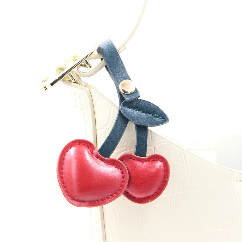 Radoši PU ķiršu ornamenti rokassomiņai Elegants sarkans ķiršu korejiešu modes dekors Sievietes rokassomu skolas somas dekors