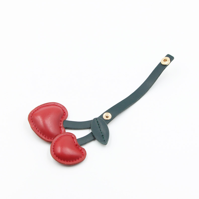 Radoši PU ķiršu ornamenti rokassomiņai Elegants sarkans ķiršu korejiešu modes dekors Sievietes rokassomu skolas somas dekors