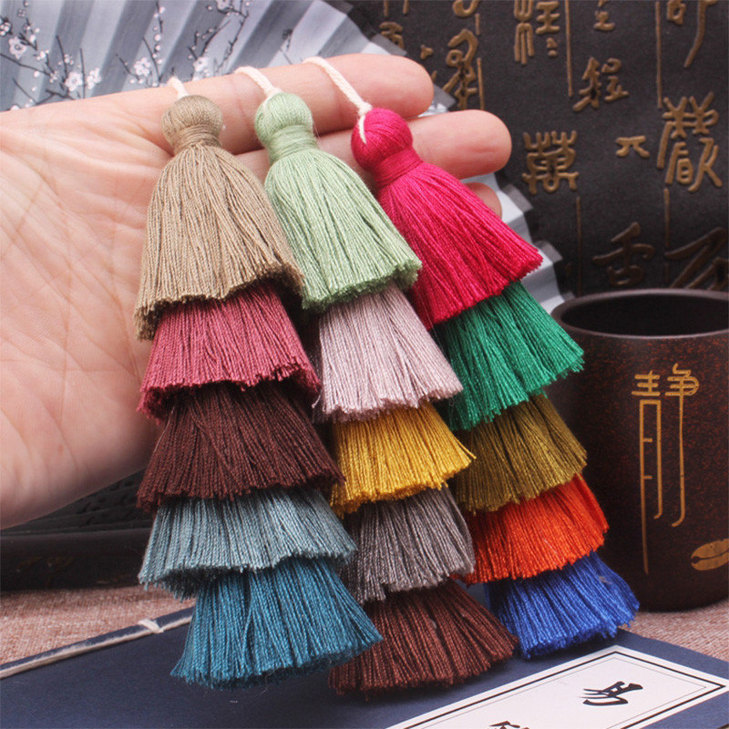 1 gab. 12,5 cm piecu slāņu pušķi zīda bārkstis sprādzieni Ziedu pušķis apdares pušķi rotaslietas atslēgu piekariņu mobilā tālruņa siksnām