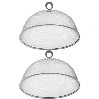 2 gab. Pārtikas vāks Lieljaudas nerūsējošā tērauda smalka sieta pārnēsājams rokturis apaļš putekļu necaurlaidīgs daudzfunkcionāls galds āra piknika pārtikai T