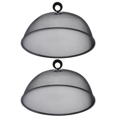 2 gab. Pārtikas vāks Lieljaudas nerūsējošā tērauda smalka sieta pārnēsājams rokturis apaļš putekļu necaurlaidīgs daudzfunkcionāls galds āra piknika pārtikai T