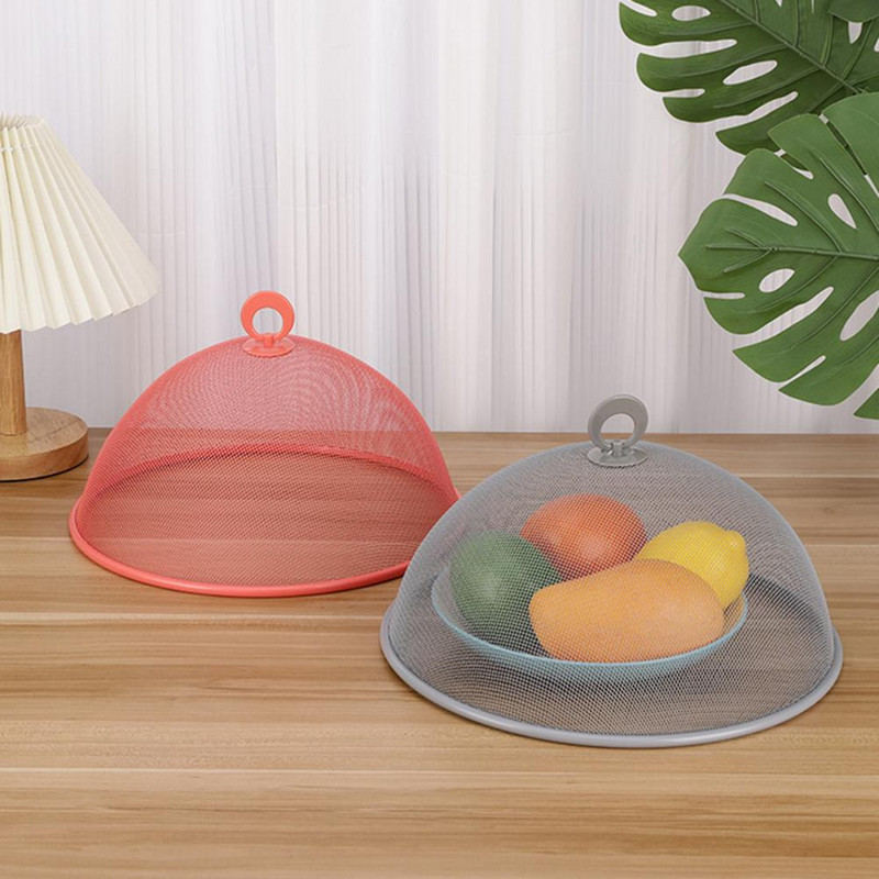 2 gab. Pārtikas vāks Lieljaudas nerūsējošā tērauda smalka sieta pārnēsājams rokturis apaļš putekļu necaurlaidīgs daudzfunkcionāls galds āra piknika pārtikai T