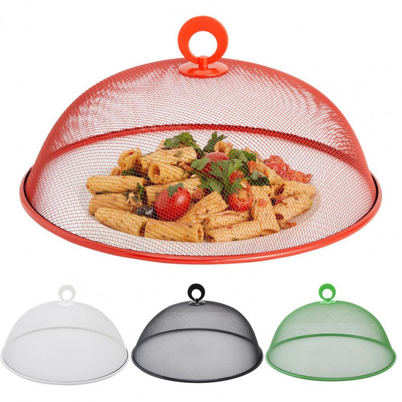 2 gab. Pārtikas vāks Lieljaudas nerūsējošā tērauda smalka sieta pārnēsājams rokturis apaļš putekļu necaurlaidīgs daudzfunkcionāls galds āra piknika pārtikai T