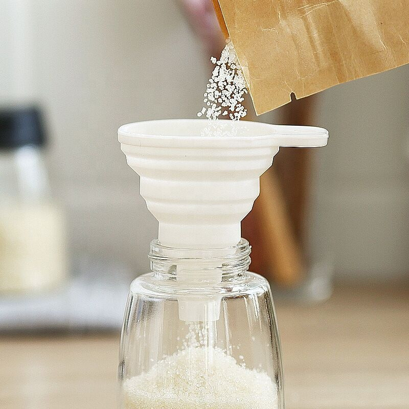 Maisto klasės sulankstomas silikoninis piltuvėlis buitinių skysčių dozavimo mini piltuvėlis druskos cukraus bakelis virtuvės įrankiai "pasidaryk pats" reikmenys