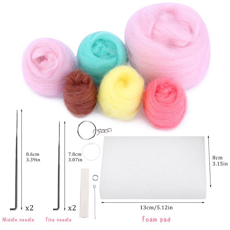 Fenrry nepabeigts augļu filcēšanas materiālu komplekts ar rokām darināts, zemeņu citronu mango ābolu persiku adatu filcēšanas materiālu komplekts.