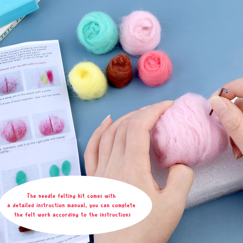 Fenrry nepabeigts augļu filcēšanas materiālu komplekts ar rokām darināts, zemeņu citronu mango ābolu persiku adatu filcēšanas materiālu komplekts.