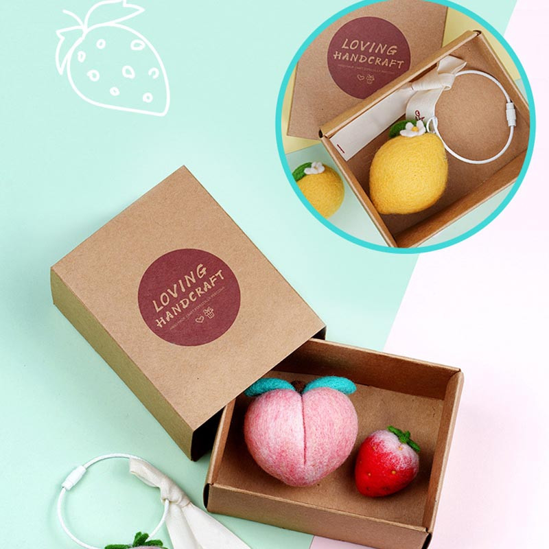 Fenrry nepabeigts augļu filcēšanas materiālu komplekts ar rokām darināts, zemeņu citronu mango ābolu persiku adatu filcēšanas materiālu komplekts.