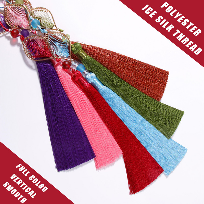 2gab ķīniešu stila pušķis zīda garās cilpas dekorēšana, satīna iekaramā virves apdares pušķi apģērbiem kulonu izrotāšana, amatniecība DIY