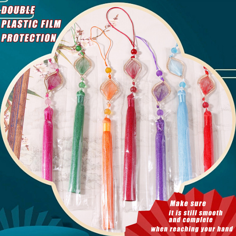 2gab ķīniešu stila pušķis zīda garās cilpas dekorēšana, satīna iekaramā virves apdares pušķi apģērbiem kulonu izrotāšana, amatniecība DIY