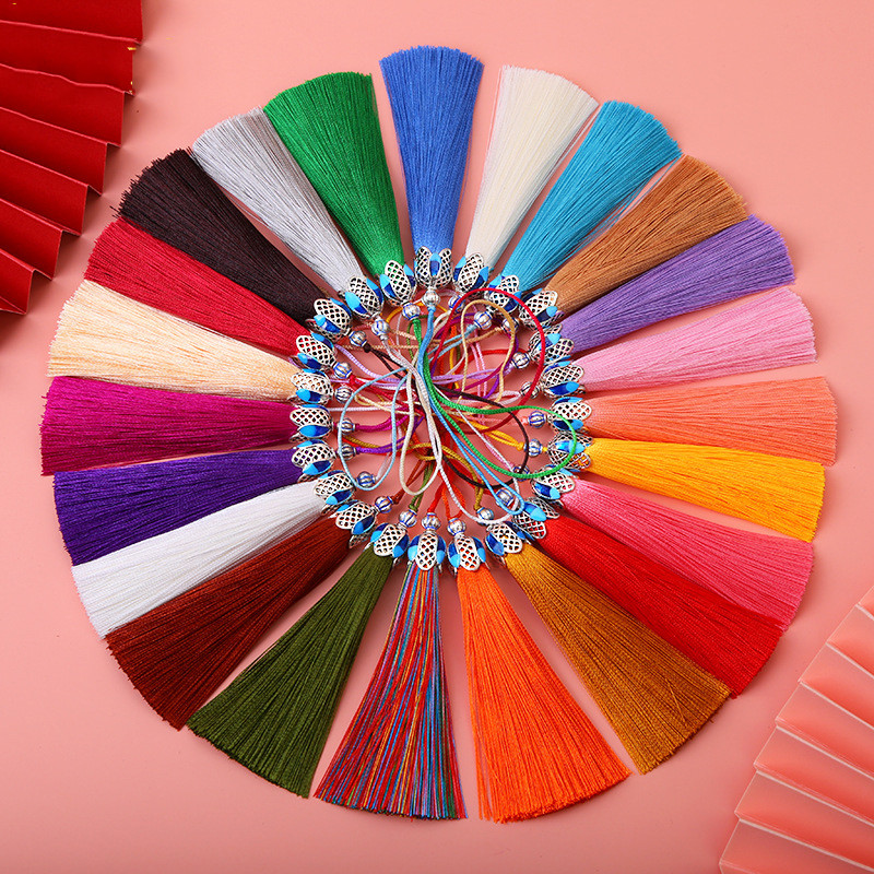 2/5 gab. 8 cm zīda pušķis, bārkstis piekarināmi kulonu aksesuāri rotaslietu izgatavošanai no zīda satīna pušķiem, rokām darināti amatniecības piederumi