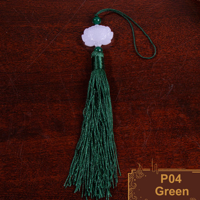 2gab. Divpusējs Lotosa pušķis Ķīnas retro baltā nefrīta pušķi nokarenām ausīm, krītošiem rotājumiem, dekoratīvs kulons