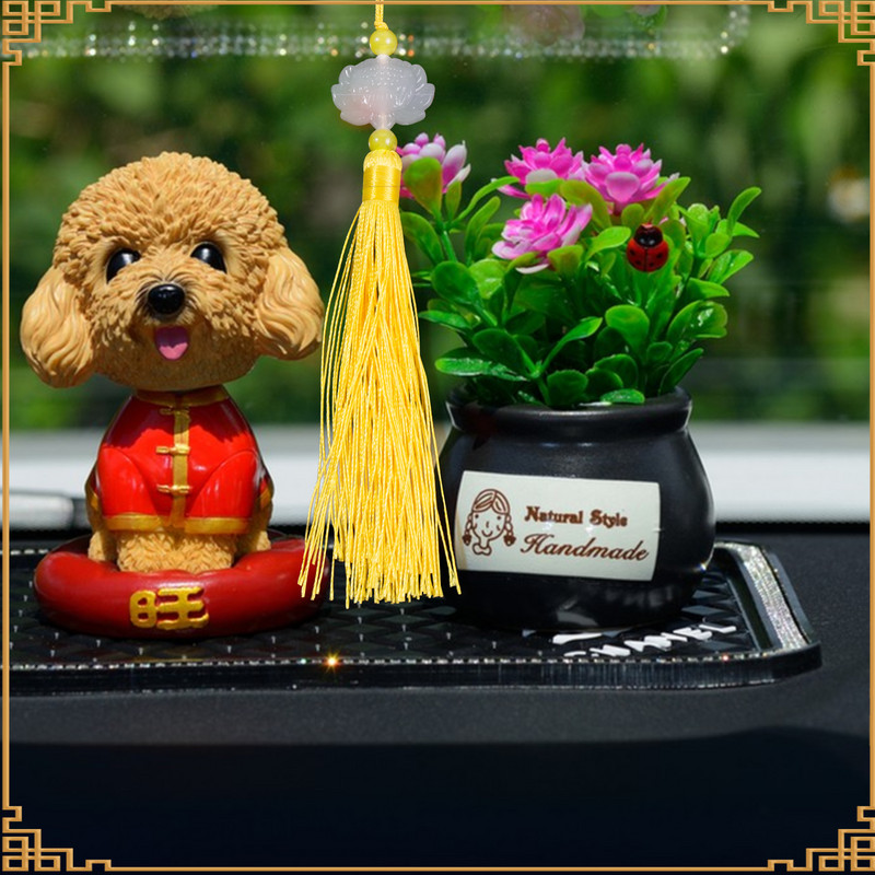 2gab. Divpusējs Lotosa pušķis Ķīnas retro baltā nefrīta pušķi nokarenām ausīm, krītošiem rotājumiem, dekoratīvs kulons