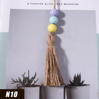 5gab Džutas pušķis Daudzkrāsainas koka krelles mājas dekorēšanai Kaņepju virves audekla pušķi amatniecībai Aizkaru DIY ballīšu rotājumi