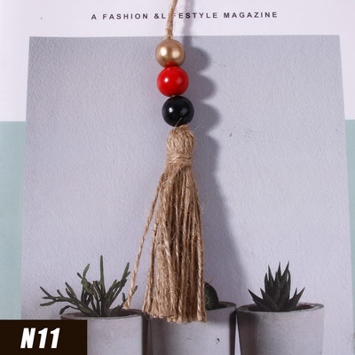 5gab Džutas pušķis Daudzkrāsainas koka krelles mājas dekorēšanai Kaņepju virves audekla pušķi amatniecībai Aizkaru DIY ballīšu rotājumi