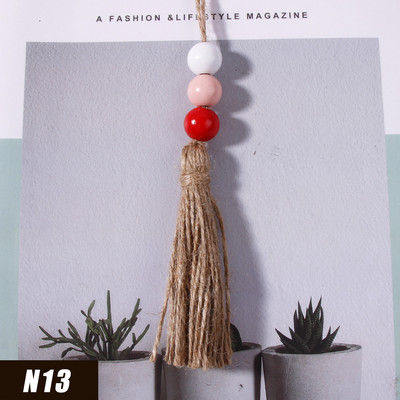 5gab Džutas pušķis Daudzkrāsainas koka krelles mājas dekorēšanai Kaņepju virves audekla pušķi amatniecībai Aizkaru DIY ballīšu rotājumi