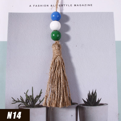 5gab Džutas pušķis Daudzkrāsainas koka krelles mājas dekorēšanai Kaņepju virves audekla pušķi amatniecībai Aizkaru DIY ballīšu rotājumi