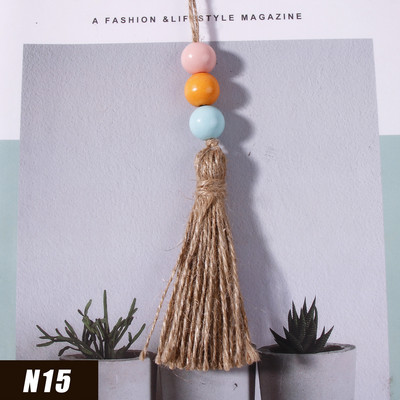 5gab Džutas pušķis Daudzkrāsainas koka krelles mājas dekorēšanai Kaņepju virves audekla pušķi amatniecībai Aizkaru DIY ballīšu rotājumi