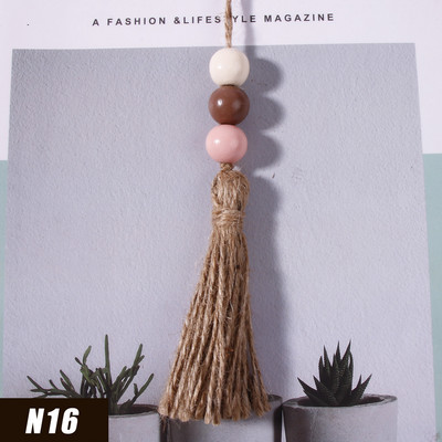 5gab Džutas pušķis Daudzkrāsainas koka krelles mājas dekorēšanai Kaņepju virves audekla pušķi amatniecībai Aizkaru DIY ballīšu rotājumi