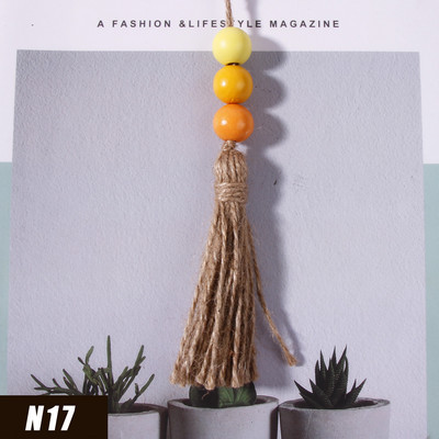 5gab Džutas pušķis Daudzkrāsainas koka krelles mājas dekorēšanai Kaņepju virves audekla pušķi amatniecībai Aizkaru DIY ballīšu rotājumi